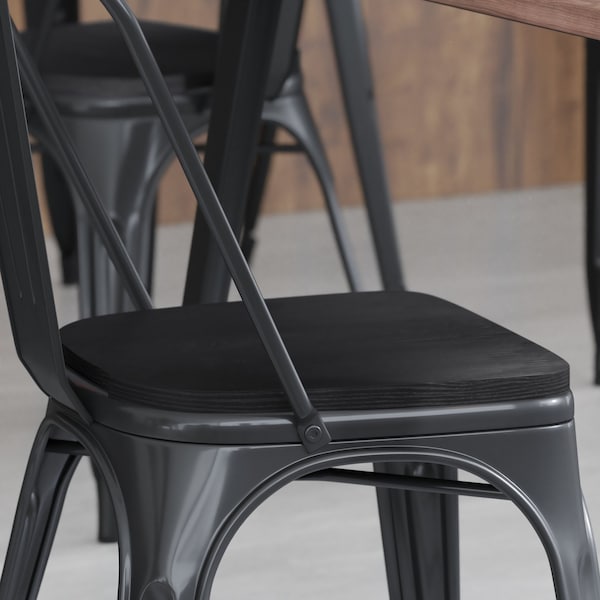 Flash Furniture 4PK Black Poly Resin Seats for Stools & Chairs, 4PK 4-JJ-SEA-PL01-BK-GG - main